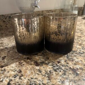 Gold and Black Ombre Glass Candle Holders